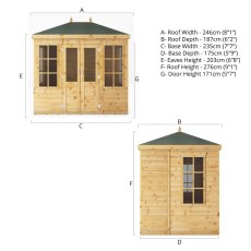8x6 Mercia Clover Summerhouse - dimensions