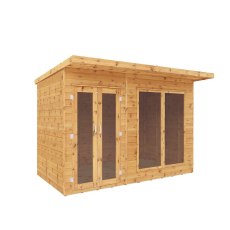 10 x 6 (2.47m x 2.33m) Mercia Maine Summerhouse - White Background, Doors Closed