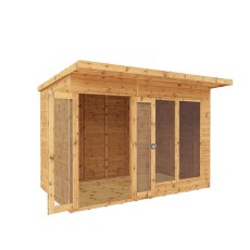 10 x 6 (2.47m x 2.33m) Mercia Maine Summerhouse - White Background, Doors Open