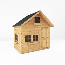 7x5 Mercia Double Story Swiss Cottage Playhouse - White Background, Door Closed