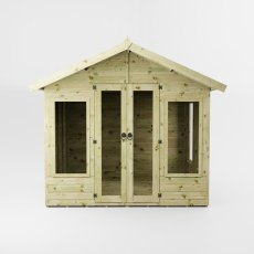 Mercia Premium Sussex 8x6 summerhouse front elevation with double doors and side windows