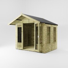 Mercia Premium Sussex 8x6 summerhouse angled view with glazed doors and windows
