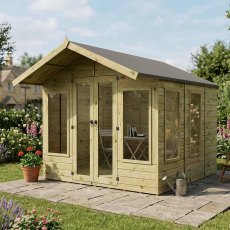 Mercia Premium Sussex 8x8 wooden summerhouse in garden setting