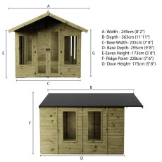 Mercia Premium Sussex 10x8 summerhouse dimensions and specification diagram