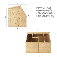 8x6 Mercia Wooden Potting Shed - floor plan