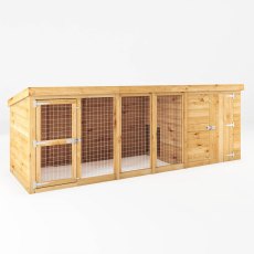12 x 4 Mercia Shiplap Berkshire Dog Kennel & Run - isolated angle view, doors closed