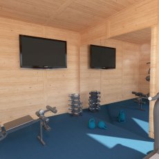 4m x 3m Mercia Creswell Insulated Garden Room with Veranda - Interior as a gym