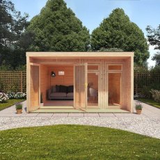 4m x 3m Mercia Creswell Insulated Garden Room with Veranda - In Situ, Front View