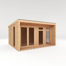 4m x 3m Mercia Creswell Insulated Garden Room with Veranda - White Background, Angle View