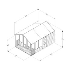 8x12 Forest Oakley Summerhouse with Verandah - Pressure Treated - Dimensions