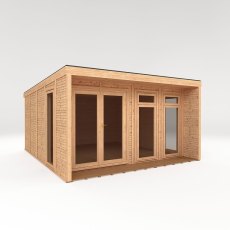 4m x 4m Mercia Creswell Insulated Garden Room with Veranda - White Background, Angle View