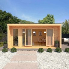 5m x 4m Mercia Creswell Insulated Garden Room with Veranda - In Situ, Front View and doors open