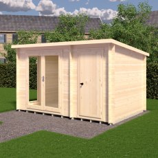 8G X 12 (2.39m X 3.59m) Shire Walsoken Log Cabin With Side Shed (19mm Logs) - in situ