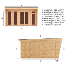 The Mercia Harlow Premium Insulated Garden Room 5m x 4m - dimensions