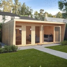 The Mercia Harlow Premium Insulated Garden Room 6m x 4m - in situ, angle view