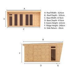 The Mercia Harlow Premium Insulated Garden Room 6m x 4m - dimensions