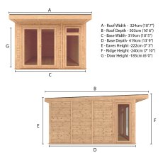 The Mercia Edwinstowe Insulated Garden Room 3m x 4m - dimensions