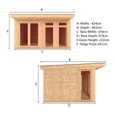 The Mercia Edwinstowe Insulated Garden Room 4m x 3m - dimensions