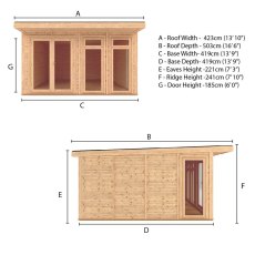 4.00m x 4.00m Mercia Sherwood Edwinstowe Insulated Garden Room - dimensions