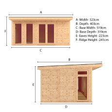 The Mercia Edwinstowe Insulated Garden Room 5m x 3m - dimenisons