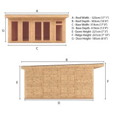 5.00mx4.00m Mercia Sherwood Edwinstowe Insulated Garden Room - dimensions