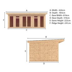 The Mercia Edwinstowe Insulated Garden Room 6m x 3m - dimensions
