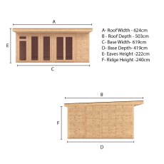 The Mercia Edwinstowe Insulated Garden Room 6m x 4m - dimensions