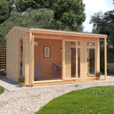 The Mercia Thoresby Premium Insulated Garden Room 4m x 3m - in situ, angle view