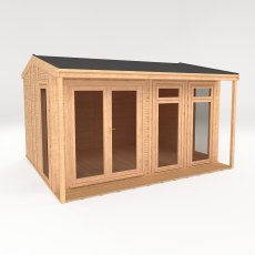 The Mercia Thoresby Premium Insulated Garden Room 4m x 3m - isolated angle view, doors closed