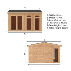 The Mercia Rufford Premium Insulated Garden Room 4m x 4m - dimensions