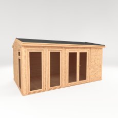 5.00m x 3.00m Mercia Sherwood Rufford Insulated Garden Room - isolated angle view, doors closed
