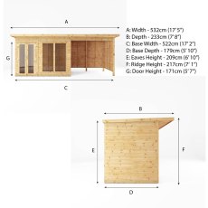 18x6 Mercia Maine Summerhouse with Patio area - Dimensions