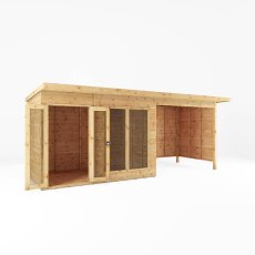 18x6 Mercia Maine Summerhouse with Patio area - White background - angle view doors open