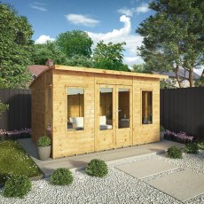 12x8 Mercia Premium Helios Summerhouse - Angle View doors closed