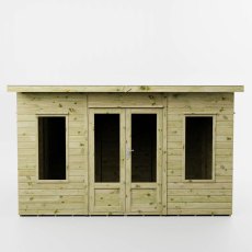 Mercia Helios 12x8 summerhouse front elevation with double doors and glazing