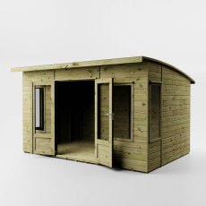 Mercia Helios 12x8 summerhouse with doors open showing interior access