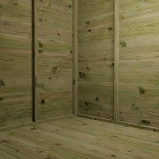 Interior view of Mercia Helios summerhouse showing timber walls and floor