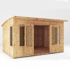 12x8 Mercia Premium Helios Summerhouse - White background Side View with doors closed