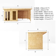 16x6 Mercia Maine Summerhouse With Patio Area - dimensions