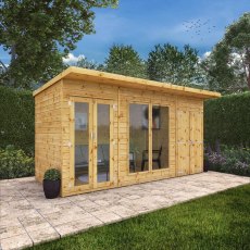 14x6 Mercia Maine Summerhouse with Side Shed - with doors closed and storage on the right