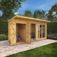 14x6 Mercia Maine Summerhouse with Side Shed - with doors open and storage on the left