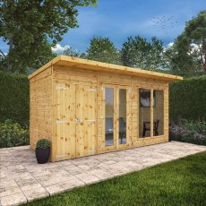 14x6 Mercia Maine Summerhouse with Side Shed - with doors closed and storage on the left