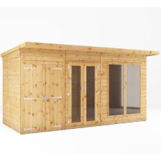 14x6 Mercia Maine Summerhouse with Side Shed - isolated with storage on the left hand side