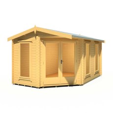 10Gx14 Shire Rivington Log Cabin in 28mm logs - isolated doors and windows closed