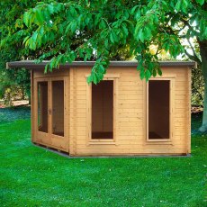 10Gx14 Shire Rivington Log Cabin in 28mm logs - lifestyle side elevation