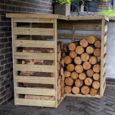 4x4 Forest Corner Log Store - Pressure Treated - with logs