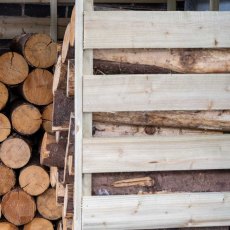 4x4 Forest Corner Log Store - Pressure Treated - close up of slatted panel