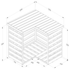 4x4 Forest Corner Log Store - Pressure Treated - dimensions