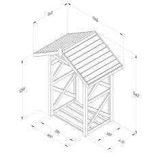 4x3 Forest Medium Wall Apex Log Store - Pressure Treated - dimensions