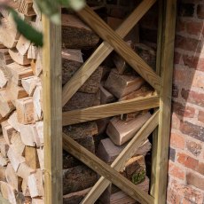 4x3 Forest Medium Wall Apex Log Store - Pressure Treated - close up of slatted sides